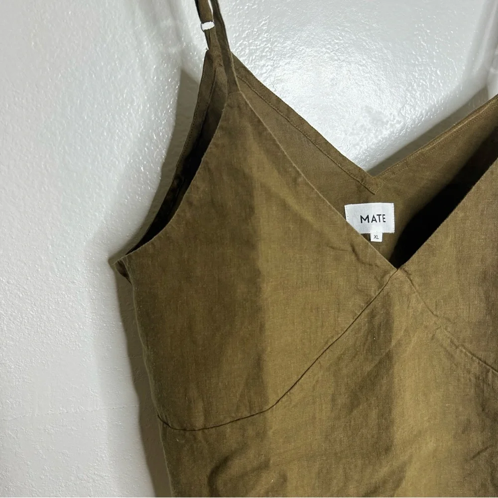 NWT MATE The Label 100% Linen Camisole Tank Top Green Size XL